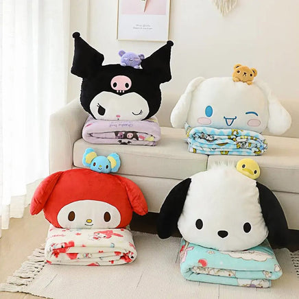 Sanrio Plush Large Melody Plush Doll Pillow Carpet 2-In-1 Soft Cushion Plush Blanket - Lusy Store LLC
