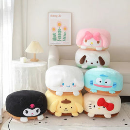 Sanrio Plush My Melody Doll Cute Lovely Lazy Man Sits On A Round Bottom Cushion Kawaii Toys - Lusy Store LLC