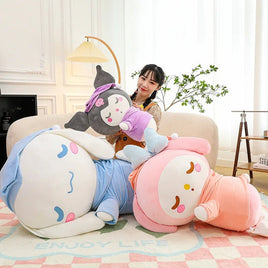 Sanrio Plush Sleeping Doll Japan Kawaii Fluffy My Melody Kuromi Soft Stuffed Dolls Gifts - Lusy Store LLC