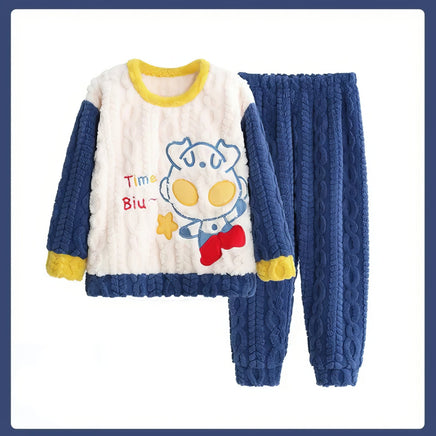 Sanrios Pajamas Kuromi Cinnamoroll Children Hooded Kawaii My Melody Pochacco Coral Plush Thickened - Lusy Store LLC