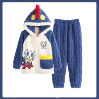 Sanrios Pajamas Kuromi Cinnamoroll Children Hooded Kawaii My Melody Pochacco Coral Plush Thickened - Lusy Store LLC