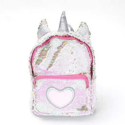 School bags for teenage girls Sequins Heart-Shaped Travel Backpack Silver United States