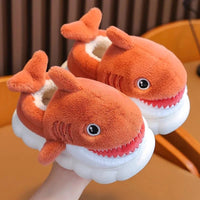 Shark Slipper Woman Childrens Cotton Indoor Shoes Warm Plush Fluffy Soft Cloud A2