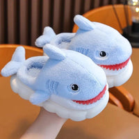 Shark Slipper Woman Childrens Cotton Indoor Shoes Warm Plush Fluffy Soft Cloud A4