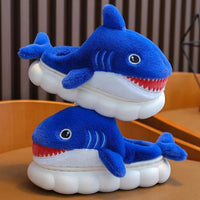 Shark Slipper Woman Childrens Cotton Indoor Shoes Warm Plush Fluffy Soft Cloud