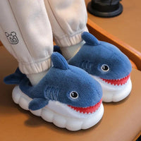 Shark Slipper Woman Childrens Cotton Indoor Shoes Warm Plush Fluffy Soft Cloud - Lusy Store LLC