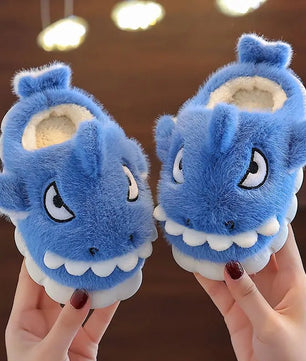 Shark Slippers Baby Shoes Child Angry Mother Kids Home Fur Slides Boy Girl Warm Plush Boot - Lusy Store LLC