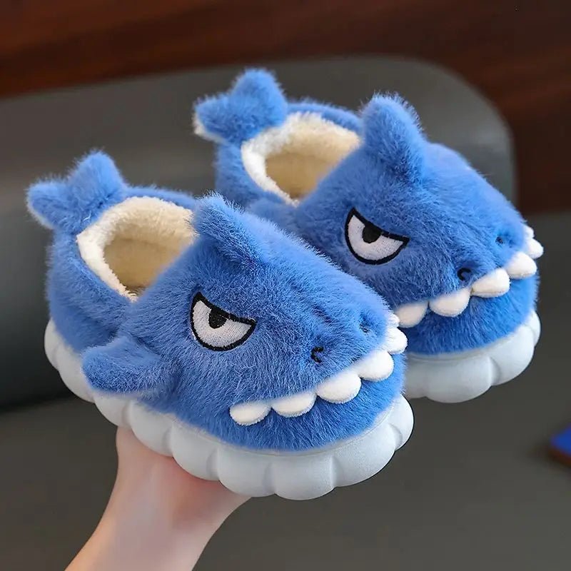 Shark Slippers Baby Shoes Child Angry Mother Kids Home Fur Slides Boy Girl Warm Plush Boot - Lusy Store LLC
