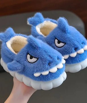 Shark Slippers Baby Shoes Child Angry Mother Kids Home Fur Slides Boy Girl Warm Plush Boot - Lusy Store LLC