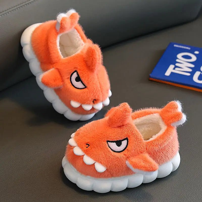 Shark Slippers Baby Shoes Child Angry Mother Kids Home Fur Slides Boy Girl Warm Plush Boot - Lusy Store LLC