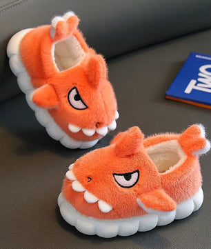 Shark Slippers Baby Shoes Child Angry Mother Kids Home Fur Slides Boy Girl Warm Plush Boot - Lusy Store LLC