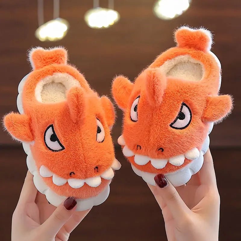 Shark Slippers Baby Shoes Child Angry Mother Kids Home Fur Slides Boy Girl Warm Plush Boot - Lusy Store LLC