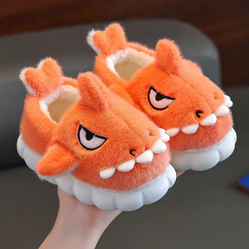 Shark Slippers Baby Shoes Child Angry Mother Kids Home Fur Slides Boy Girl Warm Plush Boot - Lusy Store LLC