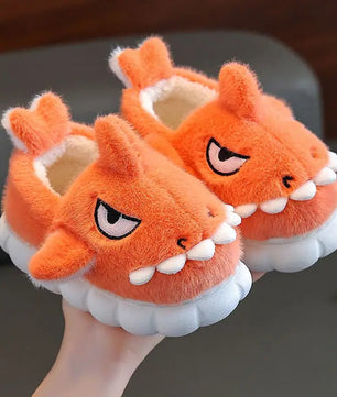 Shark Slippers Baby Shoes Child Angry Mother Kids Home Fur Slides Boy Girl Warm Plush Boot - Lusy Store LLC