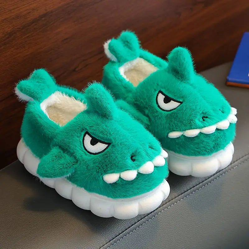 Shark Slippers Baby Shoes Child Angry Mother Kids Home Fur Slides Boy Girl Warm Plush Boot - Lusy Store LLC