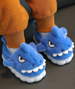 Shark Slippers Baby Shoes Child Angry Mother Kids Home Fur Slides Boy Girl Warm Plush Boot - Lusy Store LLC