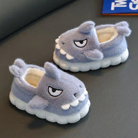 Shark Slippers Baby Shoes Child Angry Mother Kids Home Fur Slides Boy Girl Warm Plush Boot