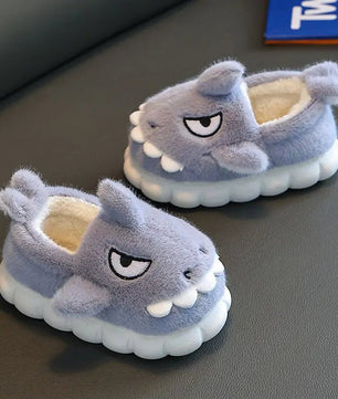 Shark Slippers Baby Shoes Child Angry Mother Kids Home Fur Slides Boy Girl Warm Plush Boot - Lusy Store LLC