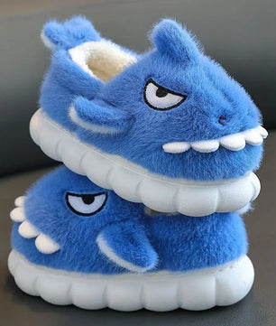 Shark Slippers Baby Shoes Child Angry Mother Kids Home Fur Slides Boy Girl Warm Plush Boot - Lusy Store LLC