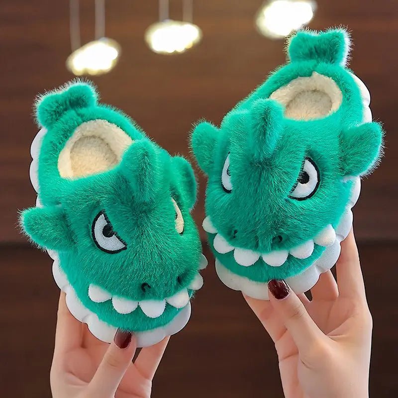Shark Slippers Baby Shoes Child Angry Mother Kids Home Fur Slides Boy Girl Warm Plush Boot - Lusy Store LLC