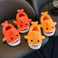 Shark Slippers Heel Wrap Cotton Childrens Cute Cartoon Non-slip Soft Sole Kids Boys Girls Plush Home Shoes