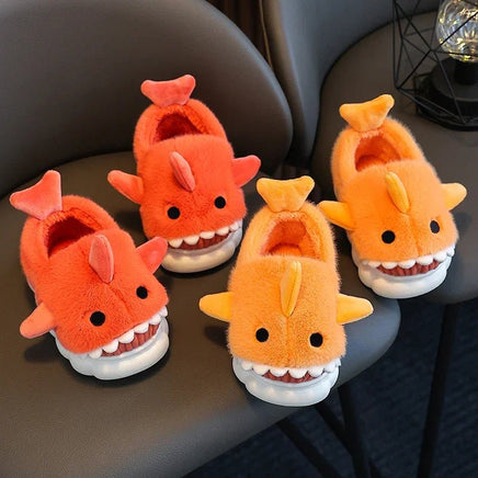 Shark Slippers Heel Wrap Cotton Childrens Cute Cartoon Non-slip Soft Sole Kids Boys Girls Plush Home Shoes