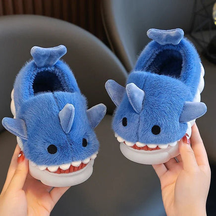 Shark Slippers Heel Wrap Cotton Childrens Cute Cartoon Non-slip Soft Sole Kids Boys Girls Plush Home Shoes