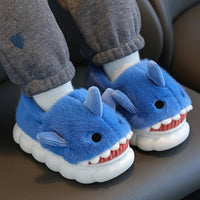 Shark Slippers Heel Wrap Cotton Childrens Cute Cartoon Non-slip Soft Sole Kids Boys Girls Plush Home Shoes