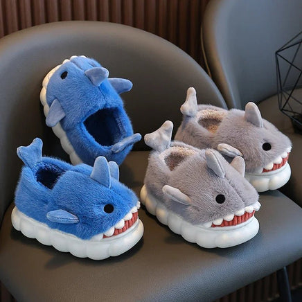 Shark Slippers Heel Wrap Cotton Childrens Cute Cartoon Non-slip Soft Sole Kids Boys Girls Plush Home Shoes