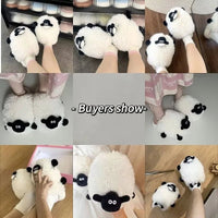 Sheep Slippers Creative and Cute Cartoon Animal Cotton Shoes Indoor Fluffy Fur Slides Kawaii