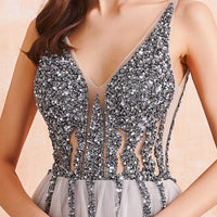 Short Prom Dresses Sparkle Crystal Beaded Short Cocktail Dresses Dress Double V-Neck D404 - Lusy Store