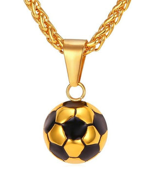 Soccer Necklaces Men Jewelry Gold Color Stainless Steel Fitness Football Sport - Lusy Store