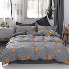 Solstice Cotton Pastoral Flower Cartoon Style Bedding Sets Duvet Cover Bed Sheet Kids Bedding Sets Twin/Full/Queen/King Size Gray