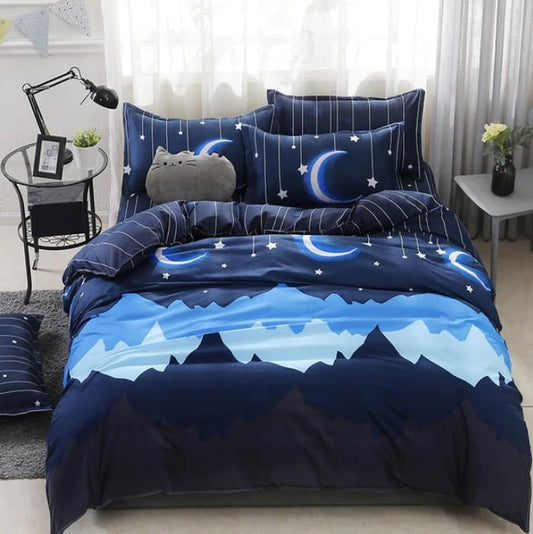 Solstice Home Textile Cyan Cute Cat Kitty Duvet Cover Pillow Case Bed Sheet Boy Kid Teen Girl Bedding Linens Set - Lusy Store