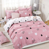 Solstice Home Textile Cyan Cute Cat Kitty Duvet Cover Pillow Case Bed Sheet Boy Kid Teen Girl Bedding Linens Set - Lusy Store