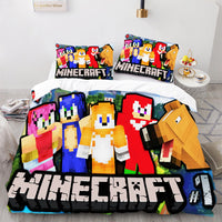 Sonic Minecraft Bed Sheets Characters Minecraft Duvet Covers Twin Full Queen King Colorful Bed Set - Lusy Store