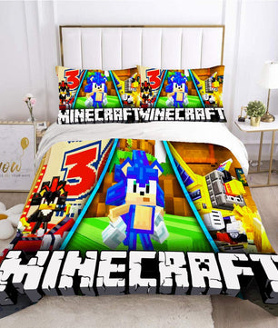 Sonic Minecraft Bed Sheets Minecraft Duvet Covers Twin Full Queen King Colorful Bed Set - Lusy Store