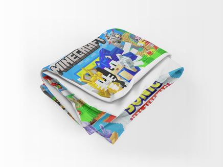 Sonic Minecraft Bed Sheets Sky Blue Duvet Covers Twin Full Queen King Bed Set - Lusy Store