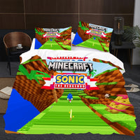 Sonic Minecraft Bed Sheets Sonic The Hedgehog Duvet Covers Twin Full Queen King Colorful Bed Set - Lusy Store