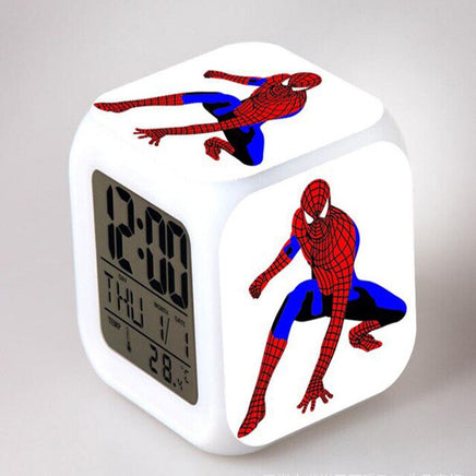 Spiderman Alarm Clock For Kids Bedroom Digital LED 7 Changed Night Light - Lusy Store