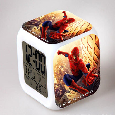 Spiderman Alarm Clock For Kids Bedroom Digital LED 7 Changed Night Light - Lusy Store