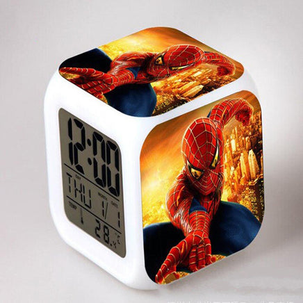 Spiderman Alarm Clock For Kids Bedroom Digital LED 7 Changed Night Light - Lusy Store