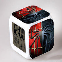 Spiderman Alarm Clock For Kids Bedroom Digital LED 7 Changed Night Light - Lusy Store