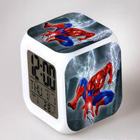 Spiderman Alarm Clock For Kids Bedroom Digital LED 7 Changed Night Light - Lusy Store