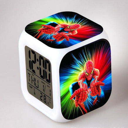 Spiderman Alarm Clock For Kids Bedroom Digital LED 7 Changed Night Light - Lusy Store