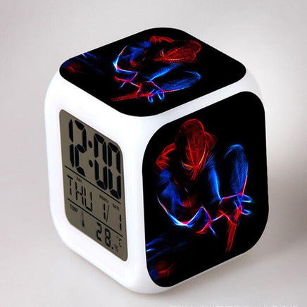 Spiderman Alarm Clock For Kids Bedroom Digital LED 7 Changed Night Light - Lusy Store