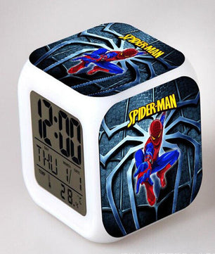 Spiderman Alarm Clock For Kids Bedroom Digital LED 7 Changed Night Light - Lusy Store