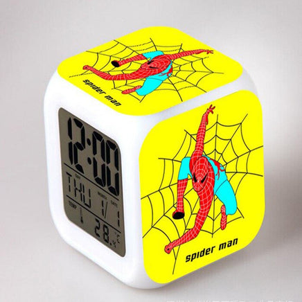 Spiderman Alarm Clock For Kids Bedroom Digital LED 7 Changed Night Light - Lusy Store