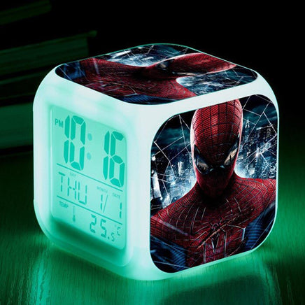 Spiderman Alarm Clock For Kids Bedroom Digital LED 7 Changed Night Light Thermometer Spiderman - Lusy Store
