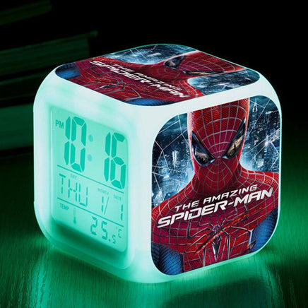 Spiderman Alarm Clock For Kids Bedroom Digital LED 7 Changed Night Light Thermometer Spiderman - Lusy Store